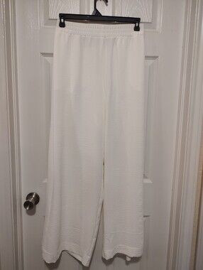 Cato Cream Wide-Leg Elastic Waist Pants